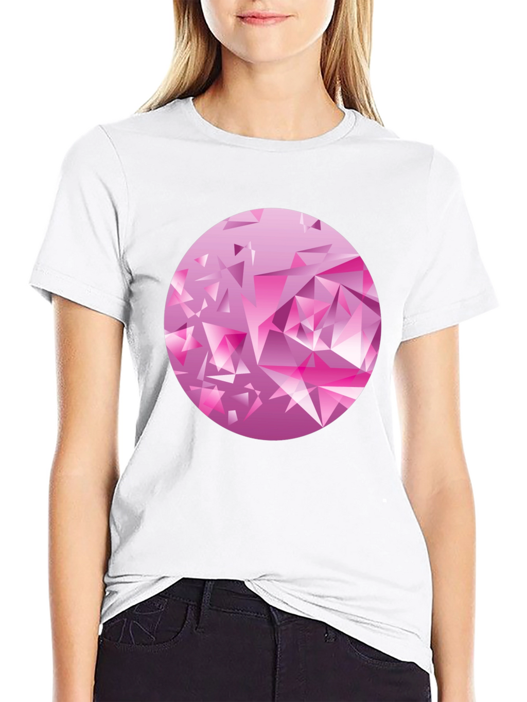 Geometric Diamond Circle Graphic Tee - Black