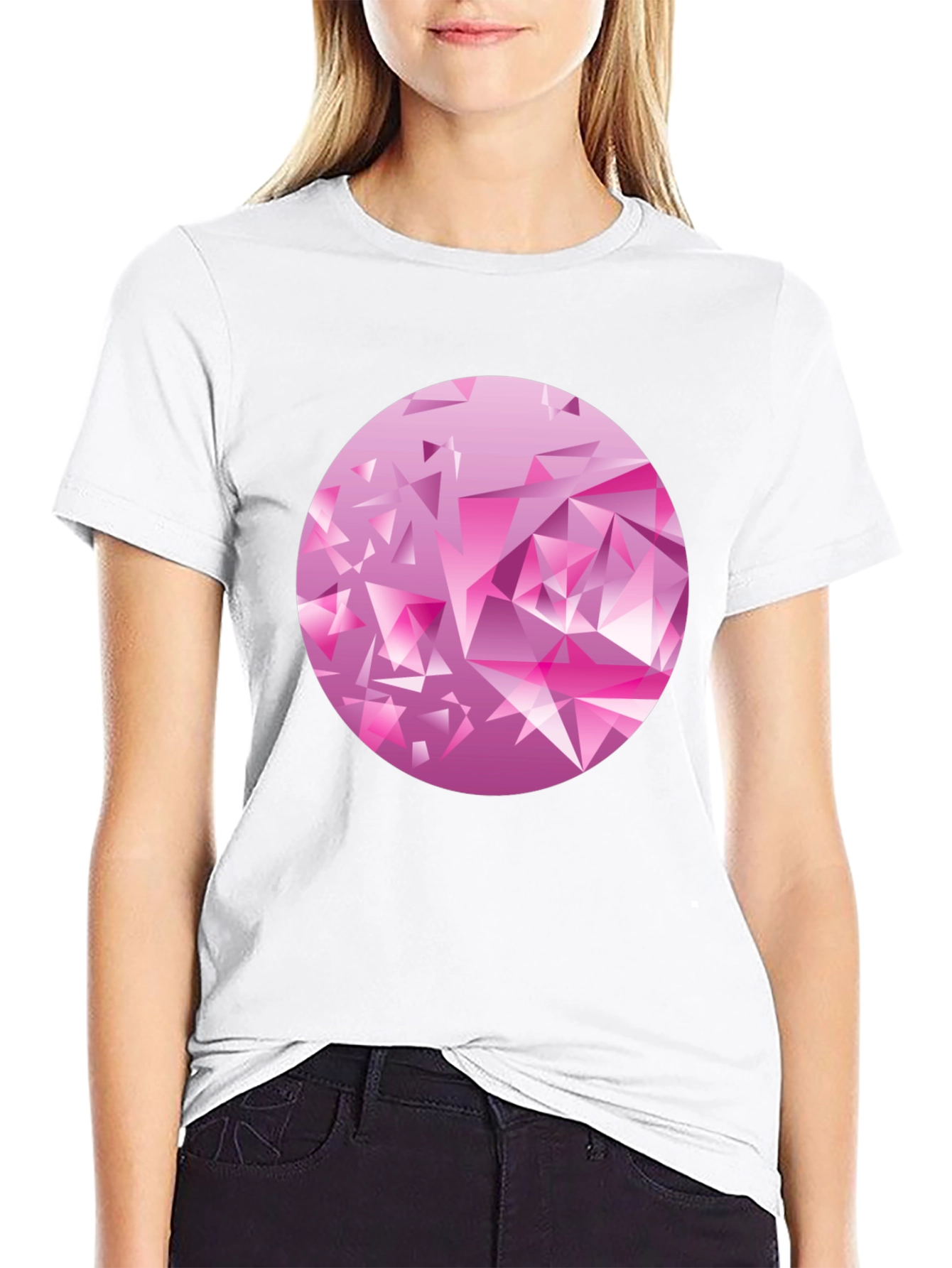Geometric Diamond Circle Graphic Tee - Black