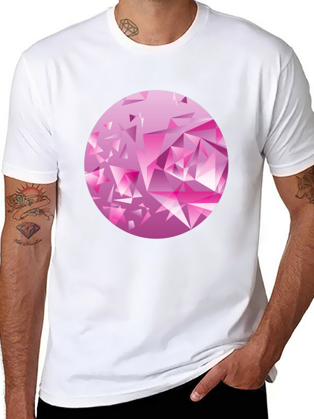Geometric Diamond Circle Graphic Tee - Black