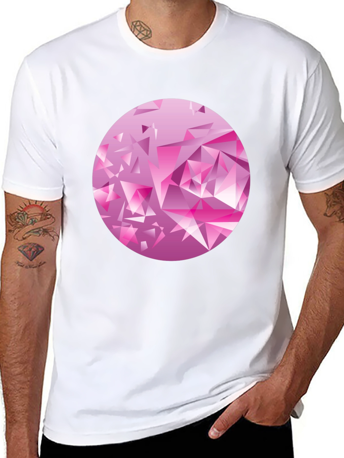 Geometric Diamond Circle Graphic Tee - Black