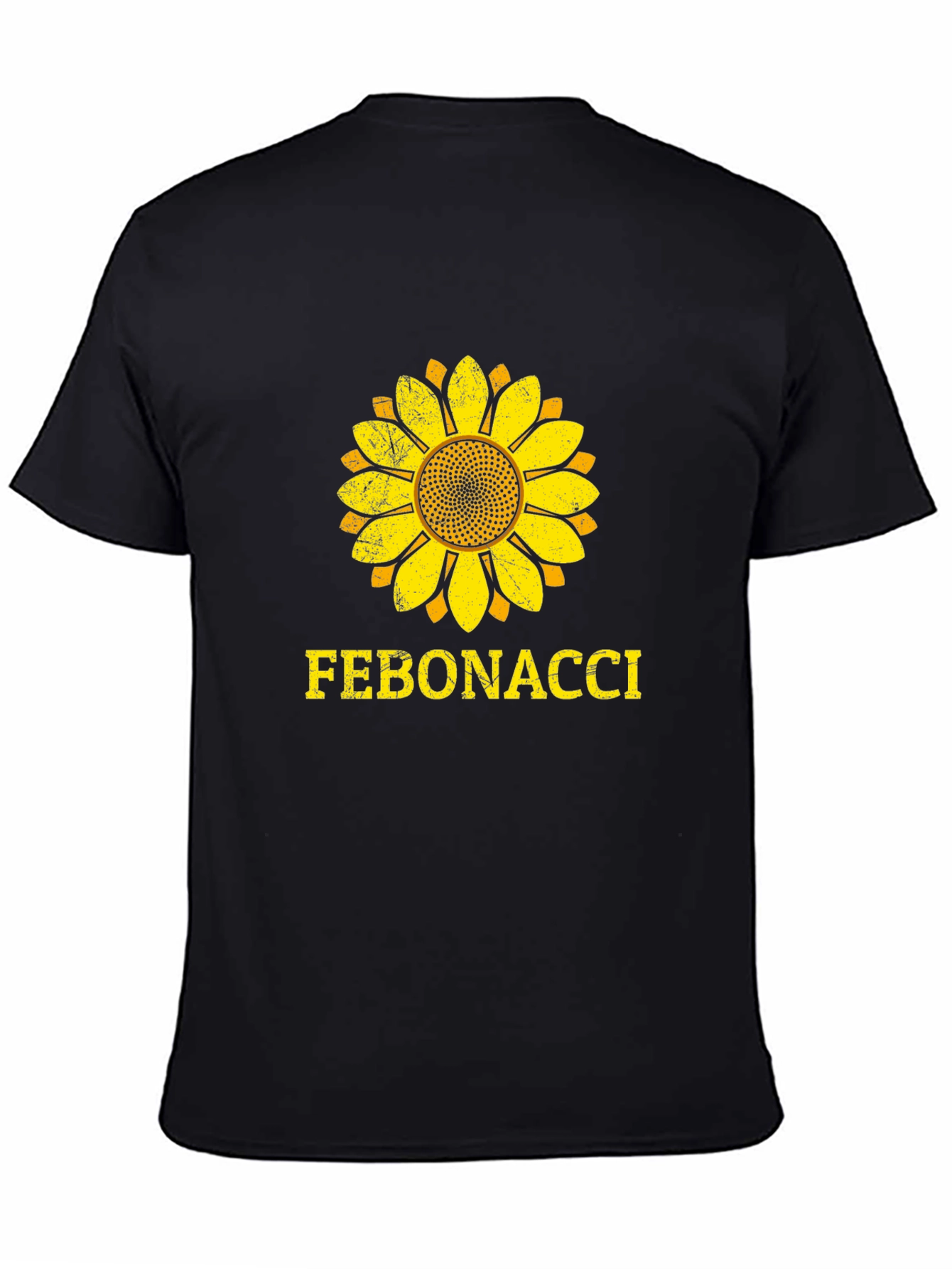 Fibonacci Sunflower Graphic T-Shirt - Black Cotton Tee