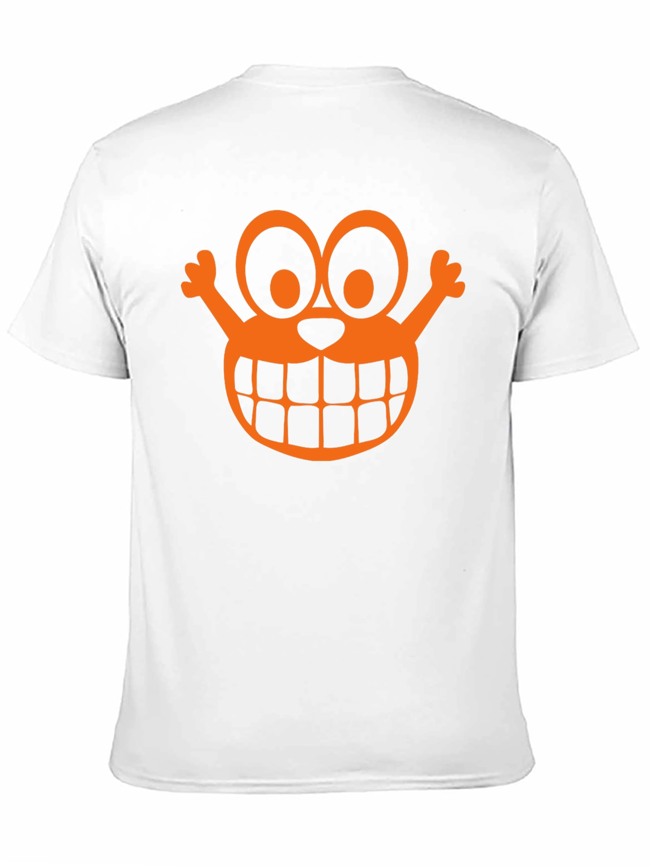 Orange Cartoon Face Graphic Black T-Shirt