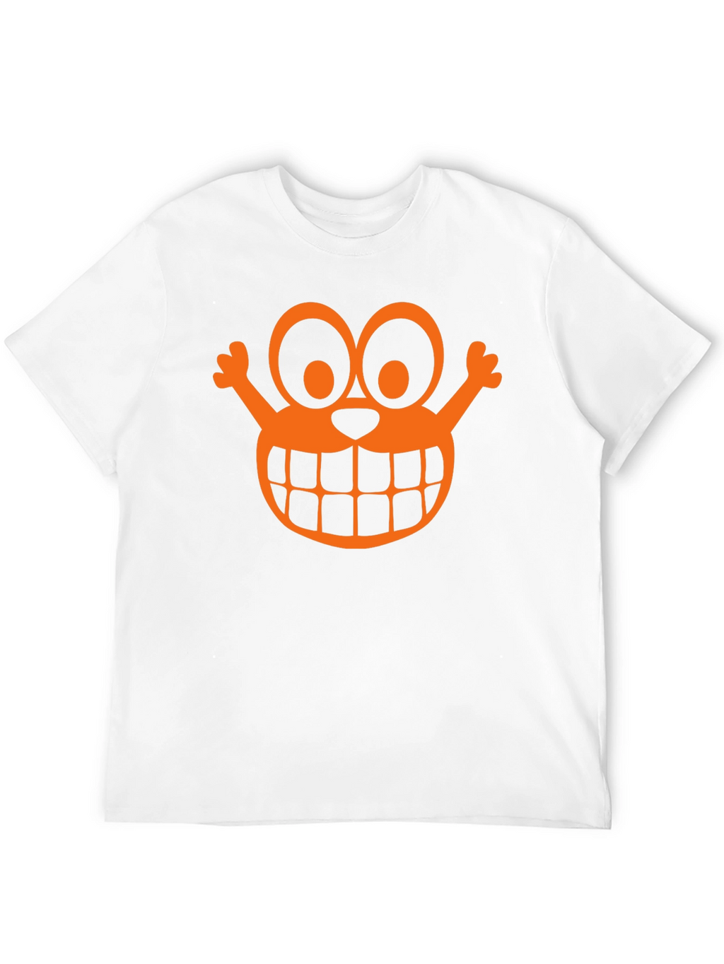 Orange Cartoon Face Graphic Black T-Shirt