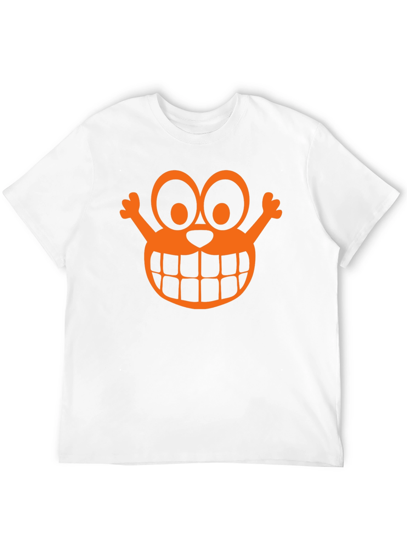 Orange Cartoon Face Graphic Black T-Shirt