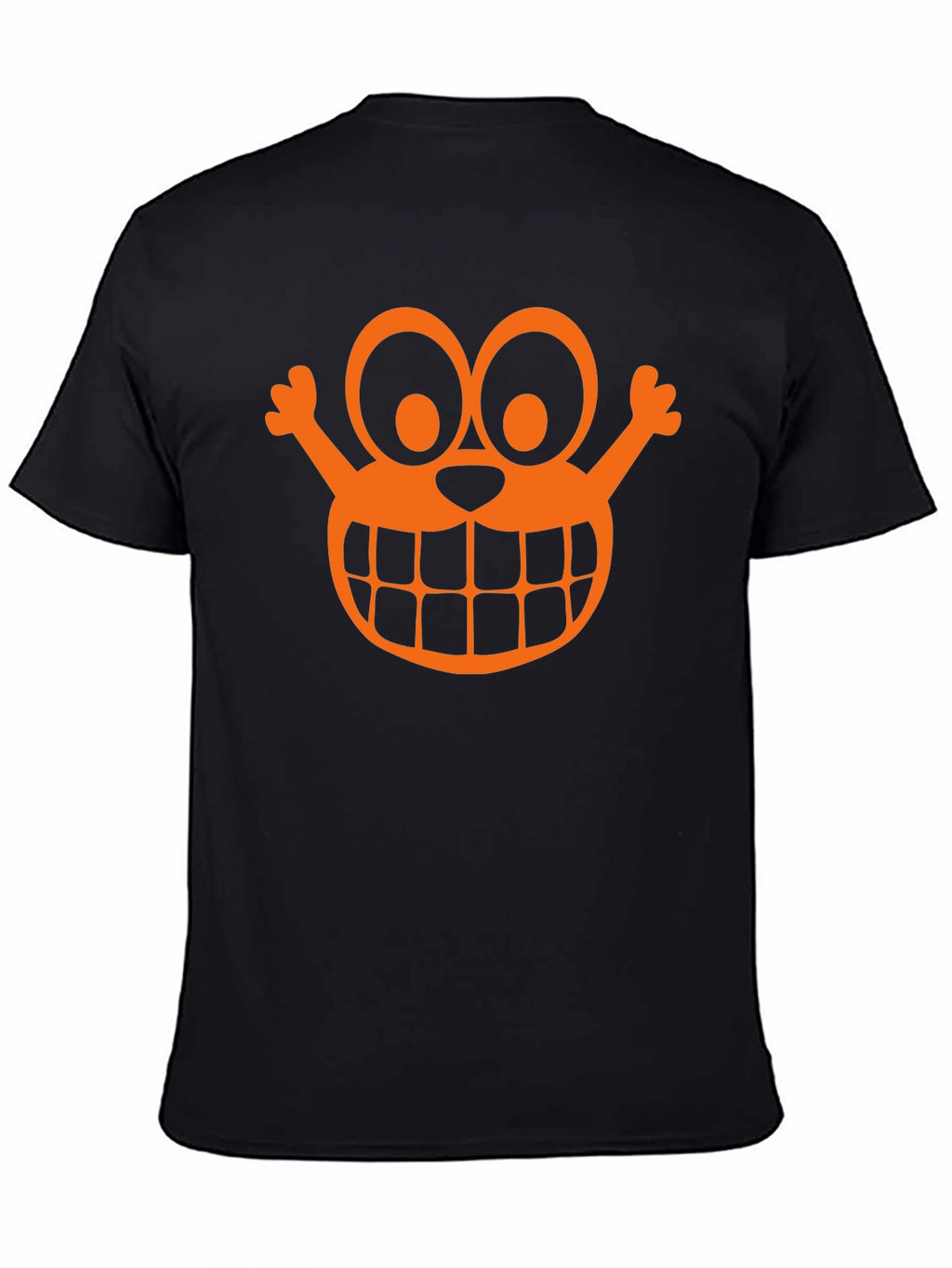 Orange Cartoon Face Graphic Black T-Shirt