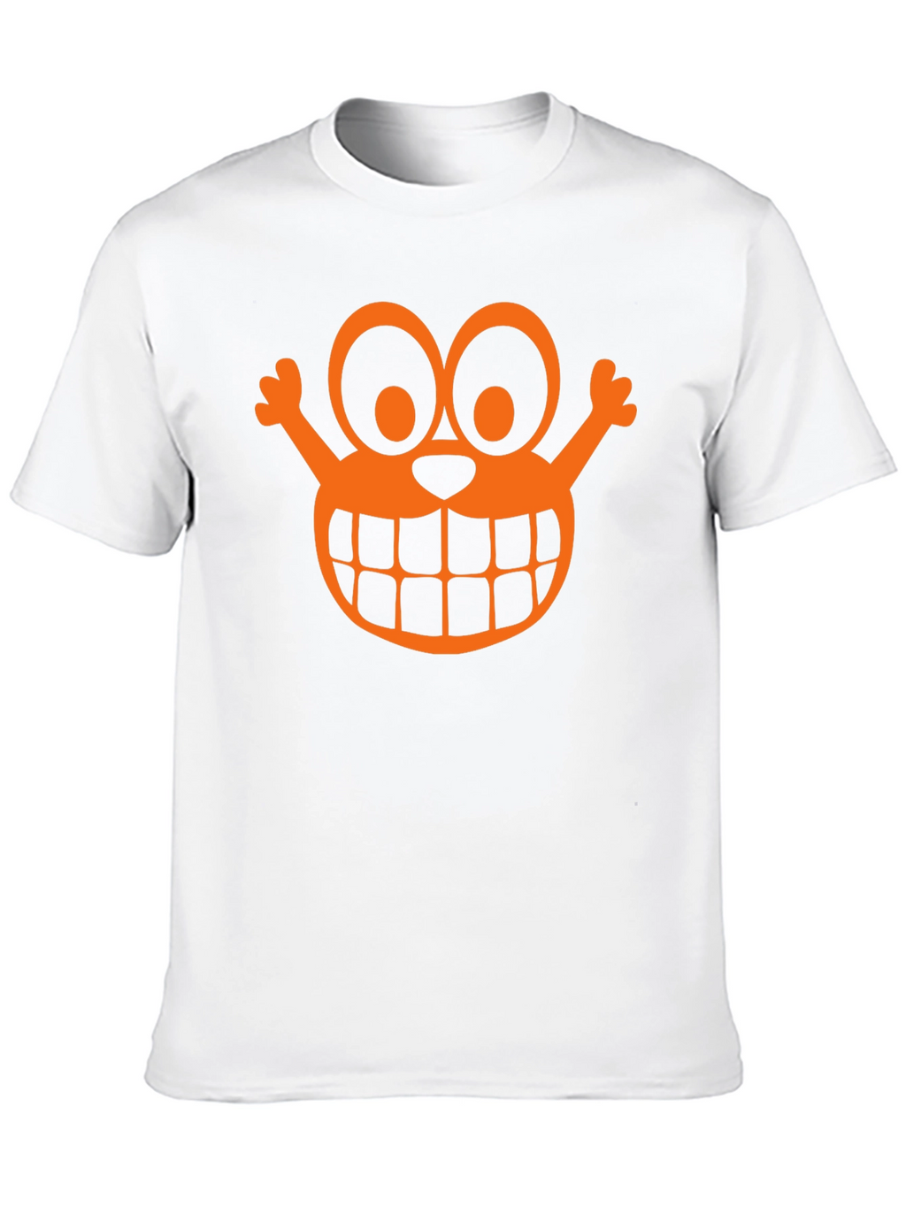 Orange Cartoon Face Graphic Black T-Shirt