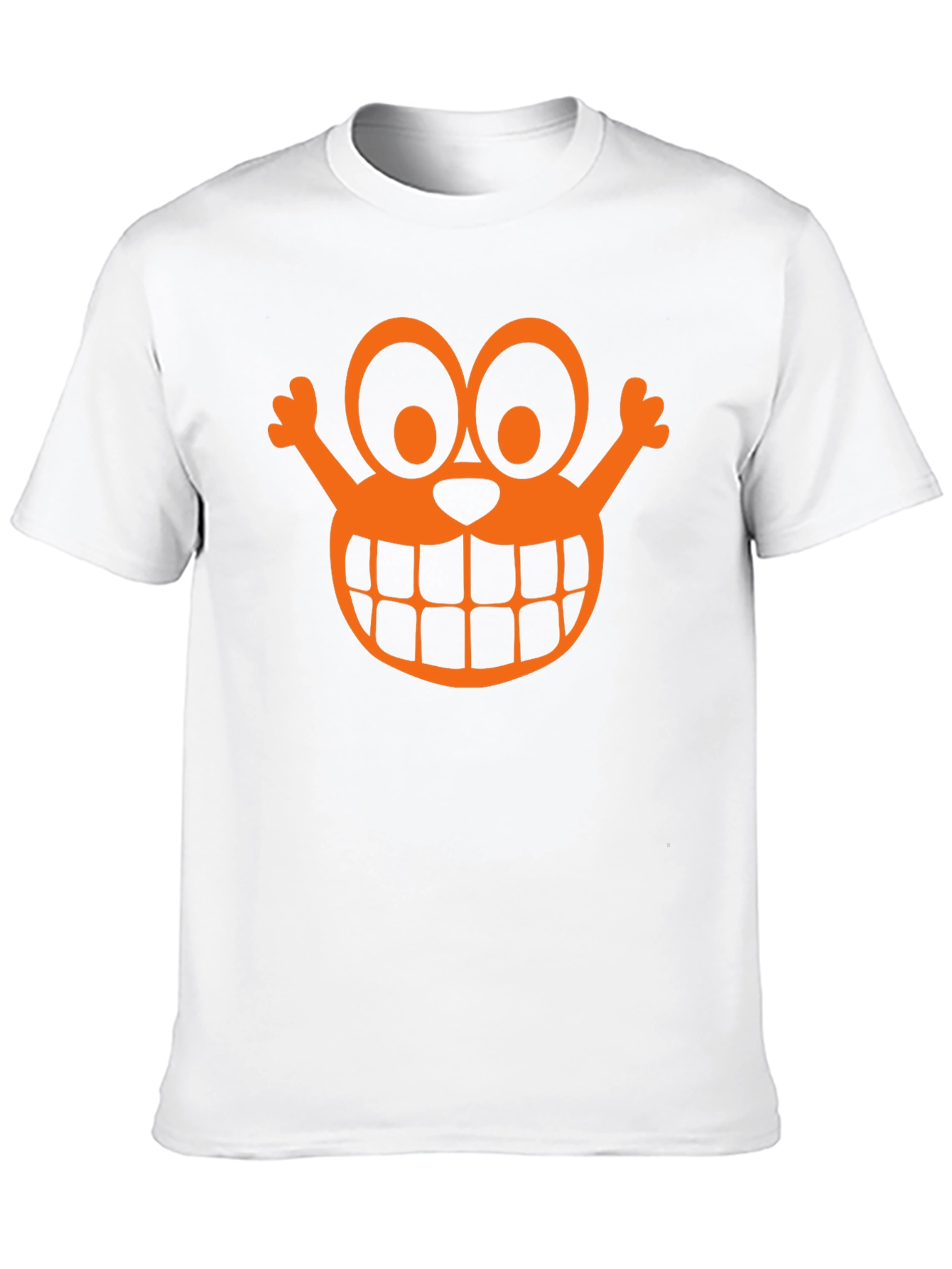 Orange Cartoon Face Graphic Black T-Shirt