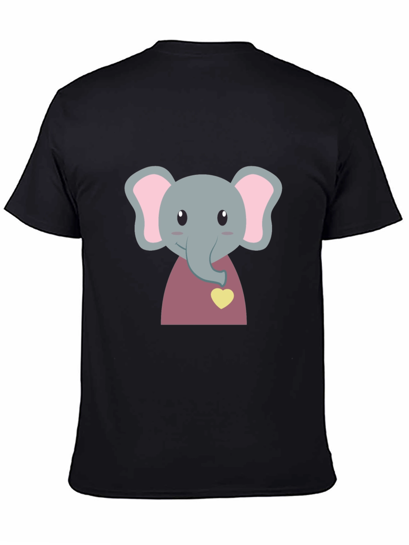 Cute Elephant T-Shirt - Black Cotton Tee