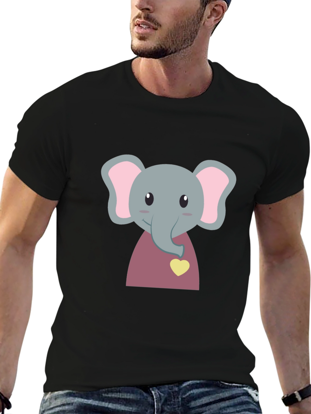 Cute Elephant T-Shirt - Black Cotton Tee