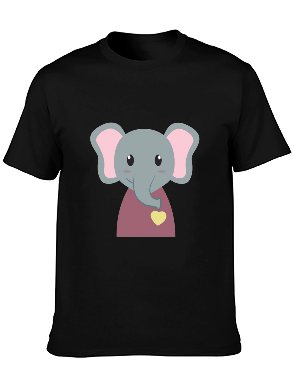 Cute Elephant T-Shirt - Black Cotton Tee