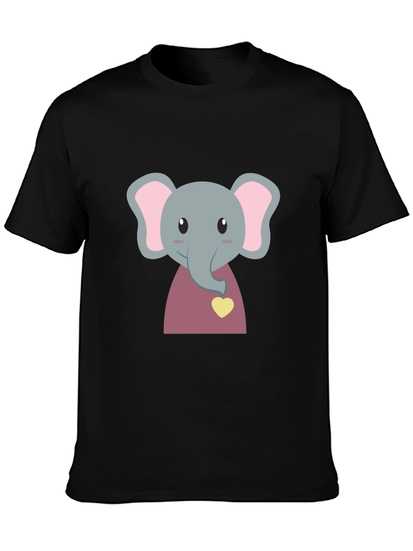 Cute Elephant T-Shirt - Black Cotton Tee