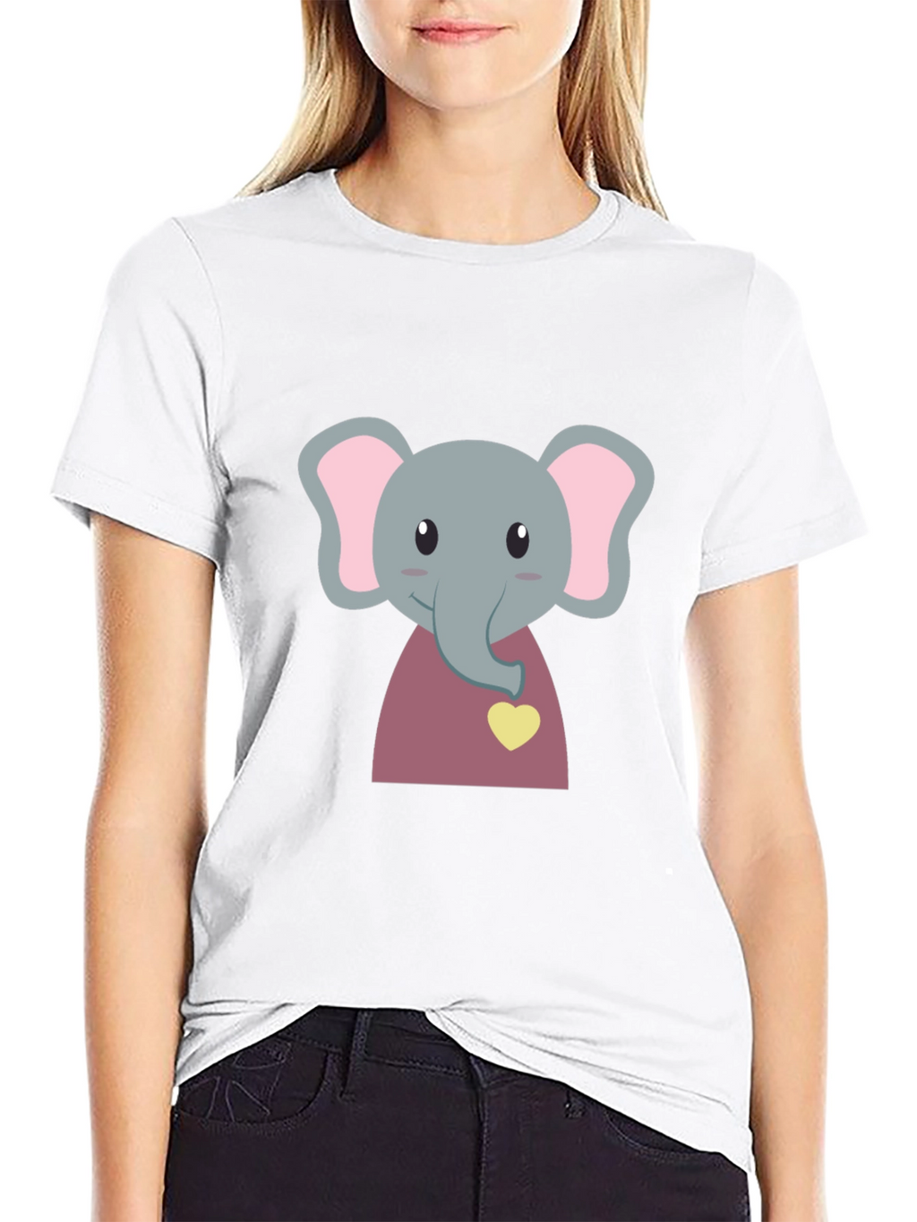 Cute Elephant T-Shirt - Black Cotton Tee