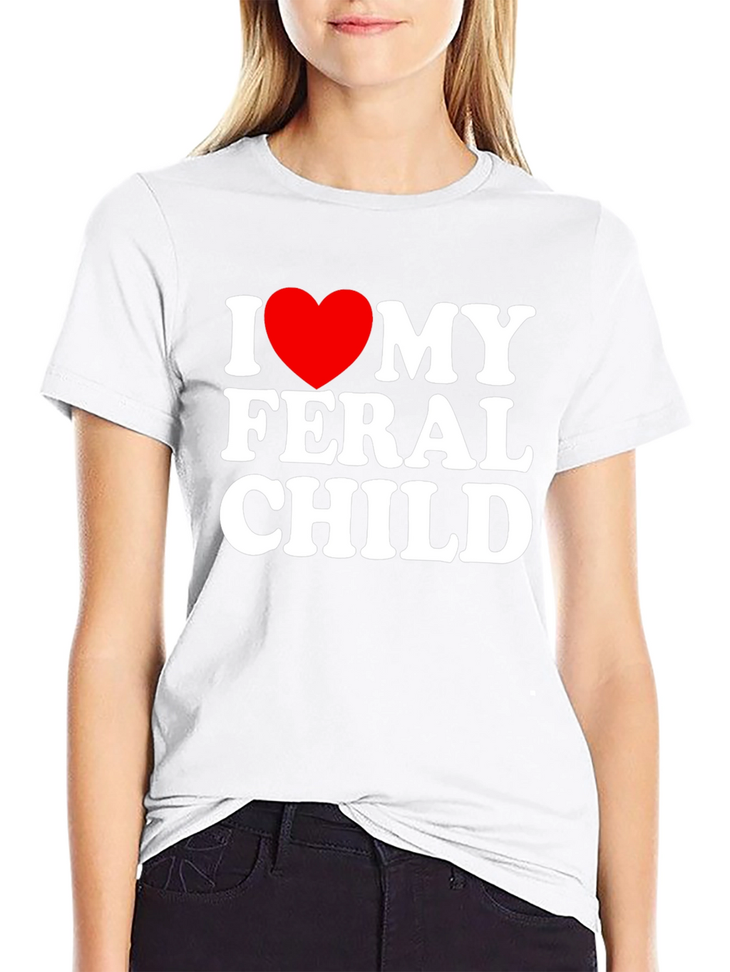 I Heart My Feral Child Black T-Shirt