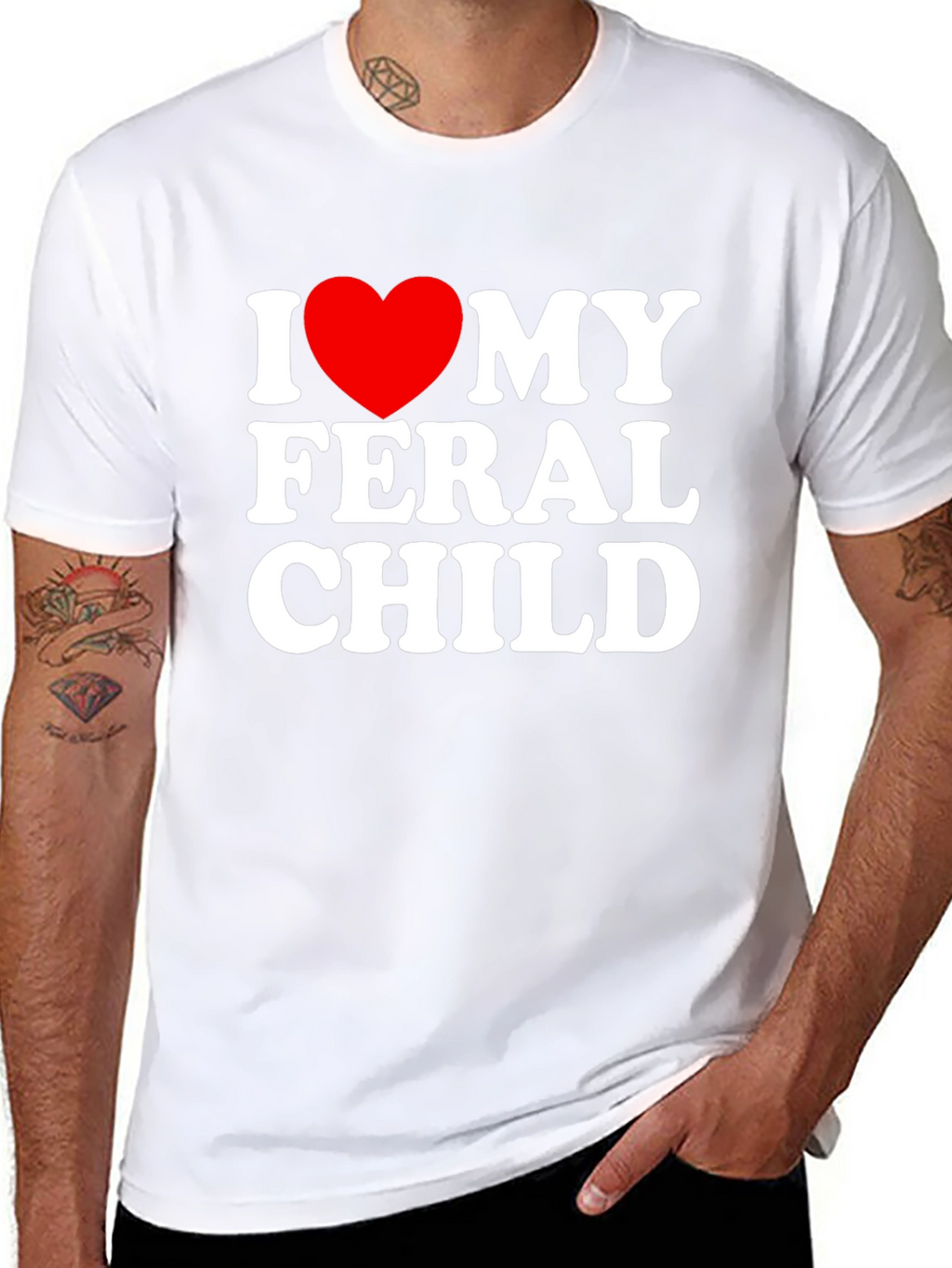 I Heart My Feral Child Black T-Shirt