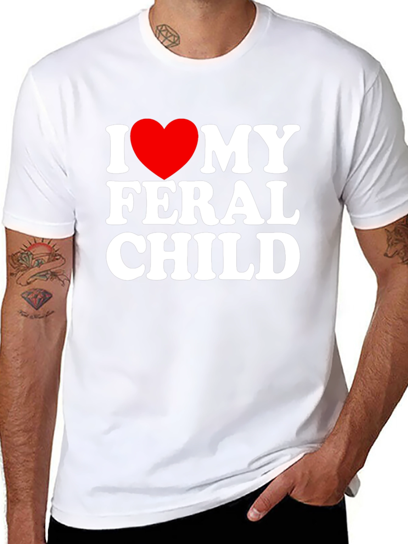 I Heart My Feral Child Black T-Shirt