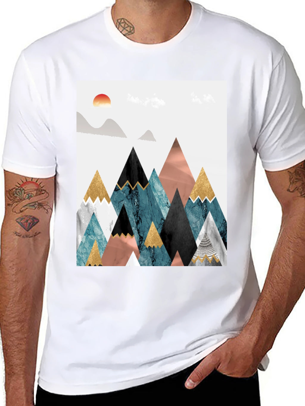 Geometric Mountain Scene Graphic Tee