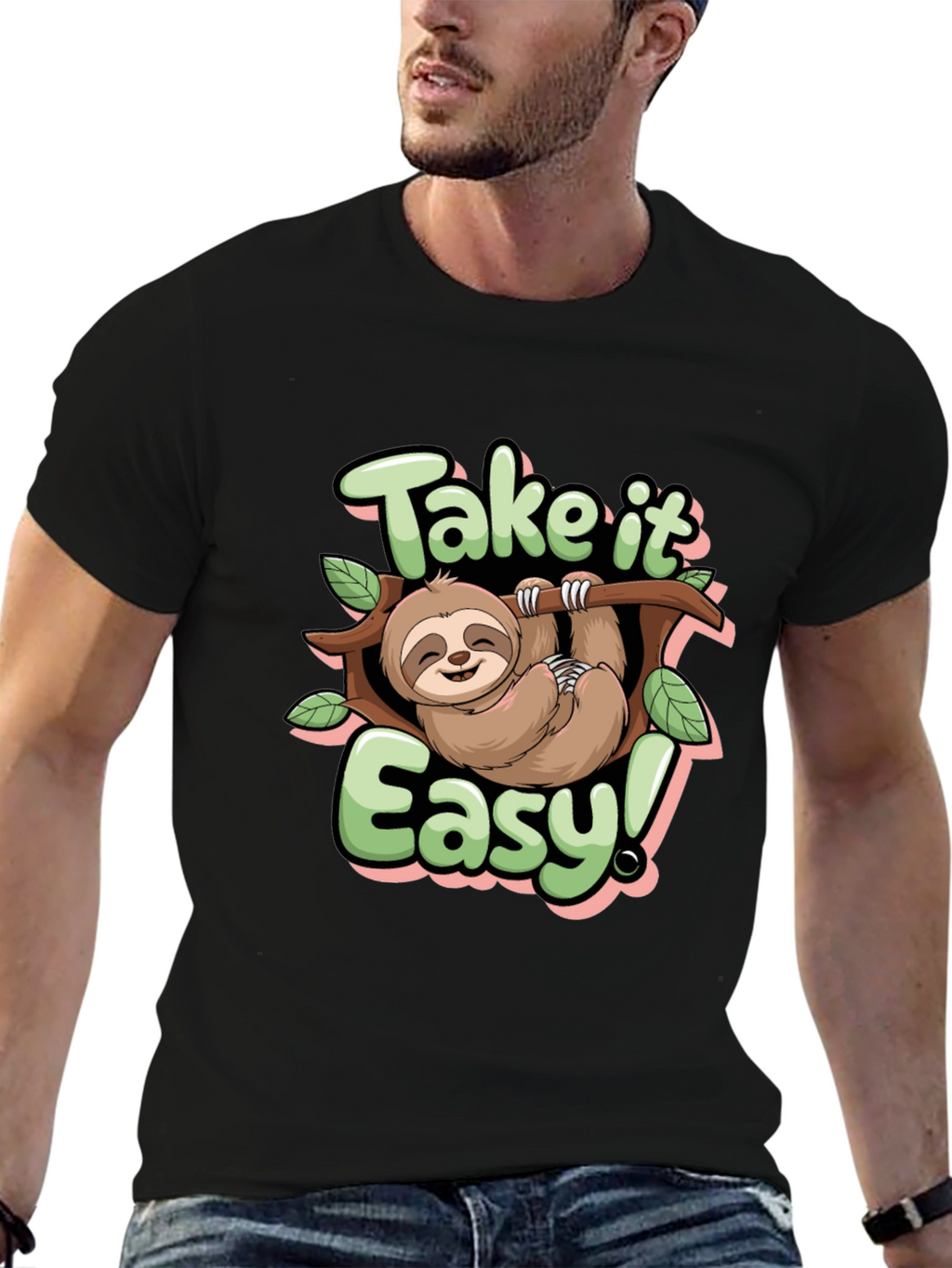 Take it Easy Sloth Graphic Tee - Relaxed Fit