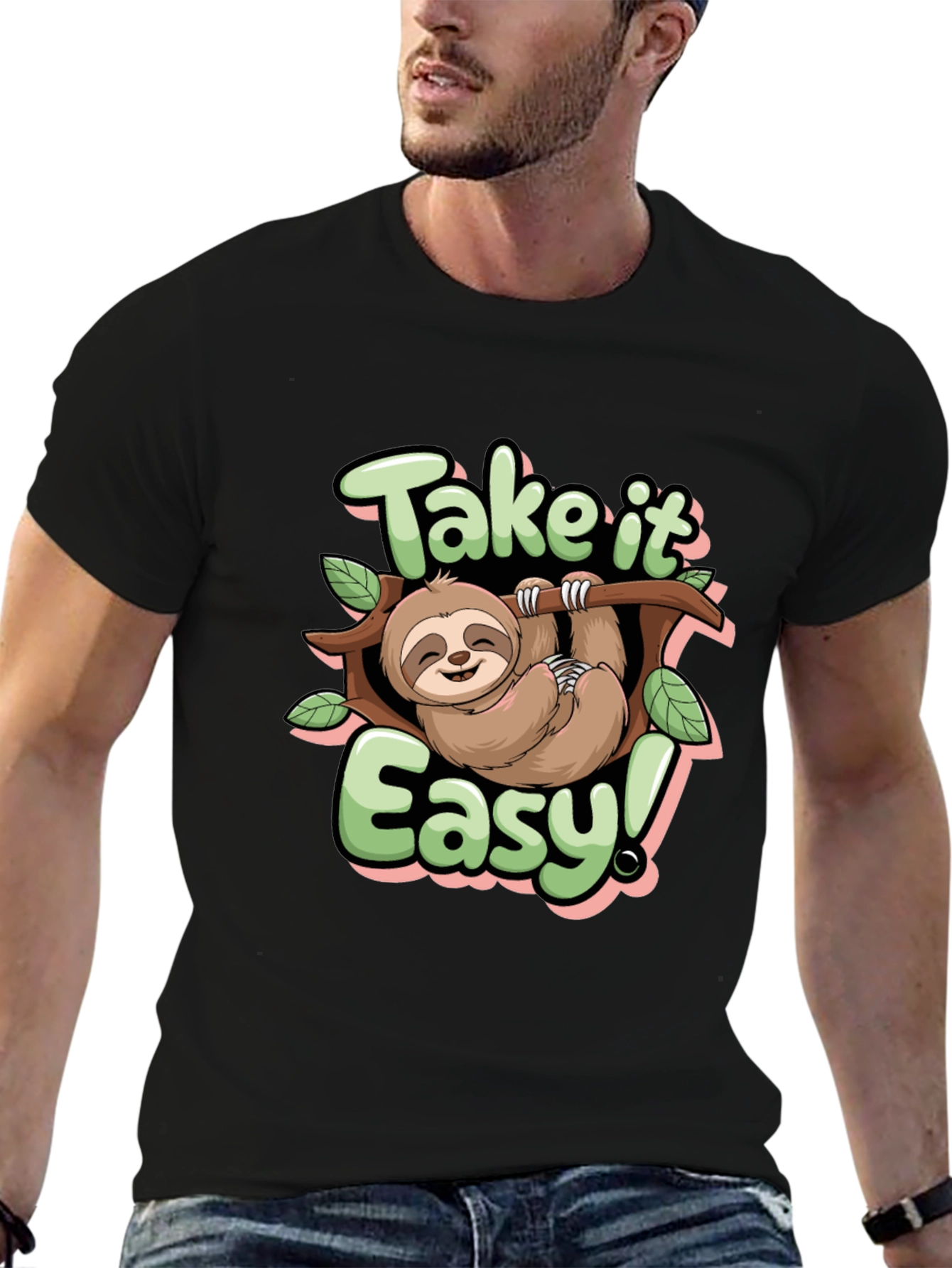 Take it Easy Sloth Graphic Tee - Relaxed Fit