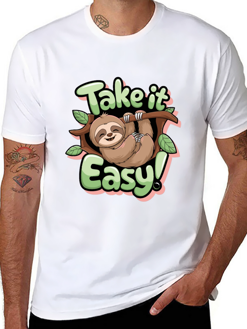 Take it Easy Sloth Graphic Tee - Relaxed Fit