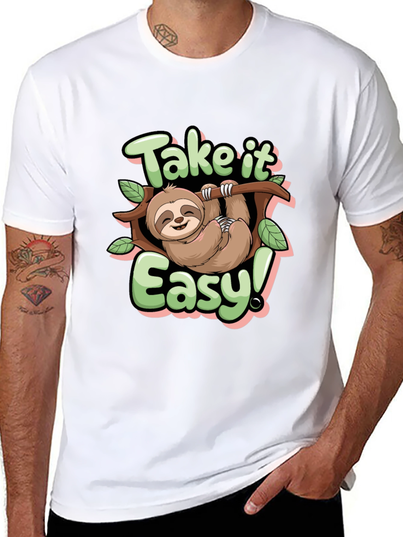 Take it Easy Sloth Graphic Tee - Relaxed Fit