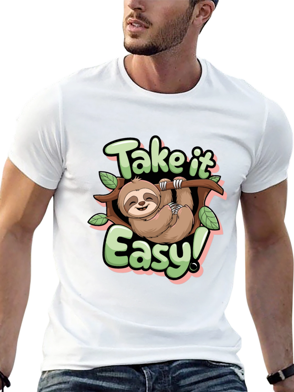Take it Easy Sloth Graphic Tee - Relaxed Fit