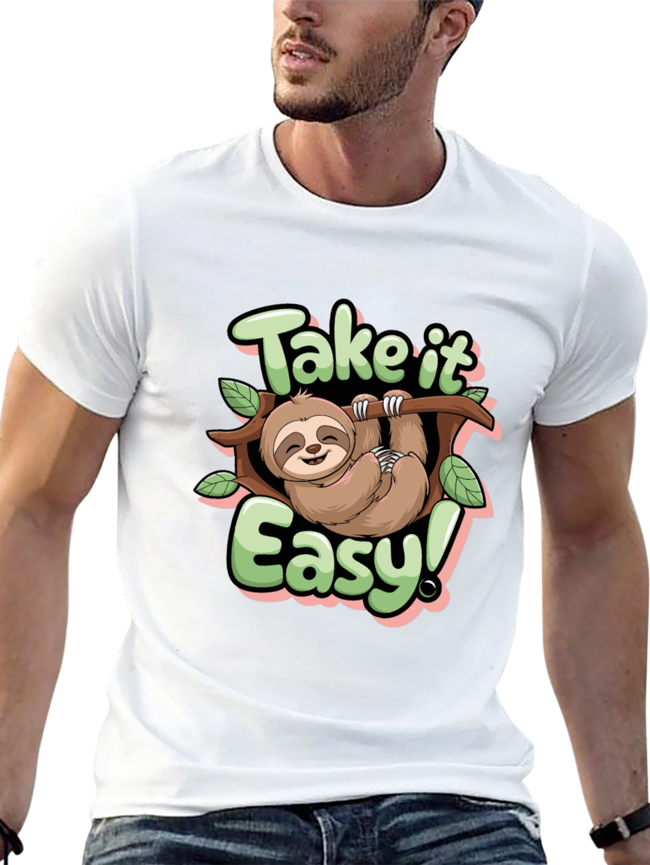 Take it Easy Sloth Graphic Tee - Relaxed Fit