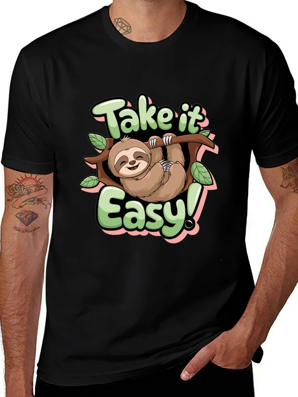 Take it Easy Sloth Graphic Tee - Relaxed Fit