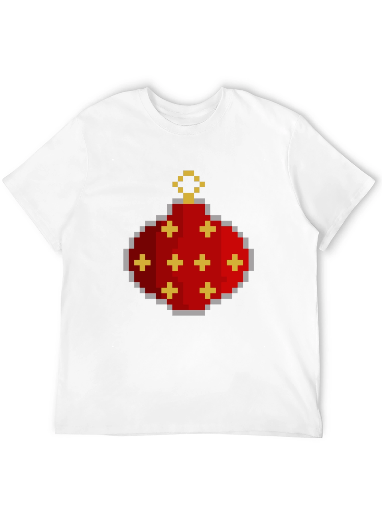 Pixelated Christmas Ornament Graphic Tee - Black