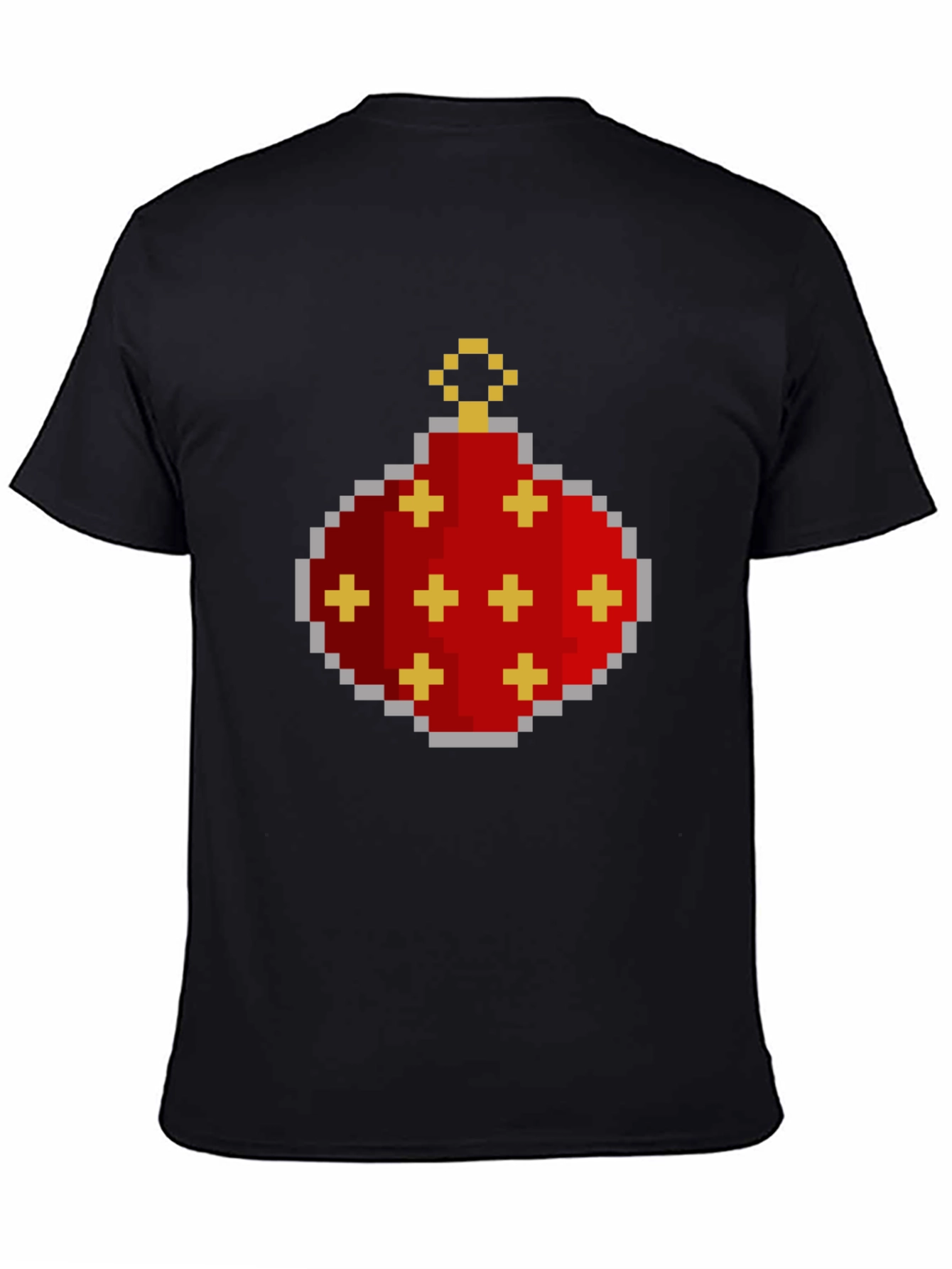 Pixelated Christmas Ornament Graphic Tee - Black