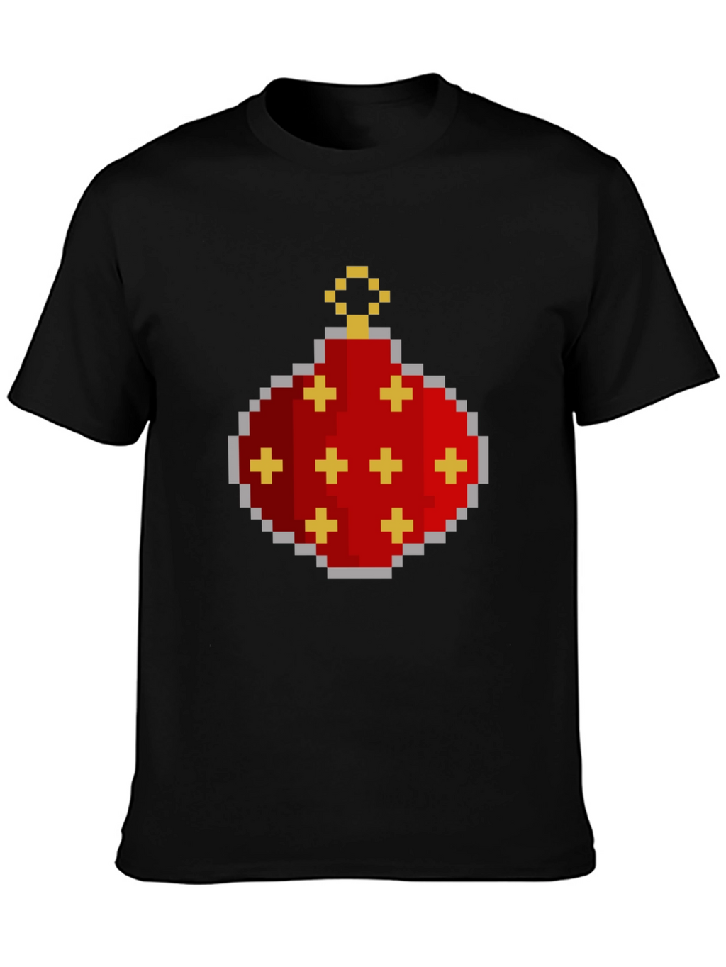 Pixelated Christmas Ornament Graphic Tee - Black