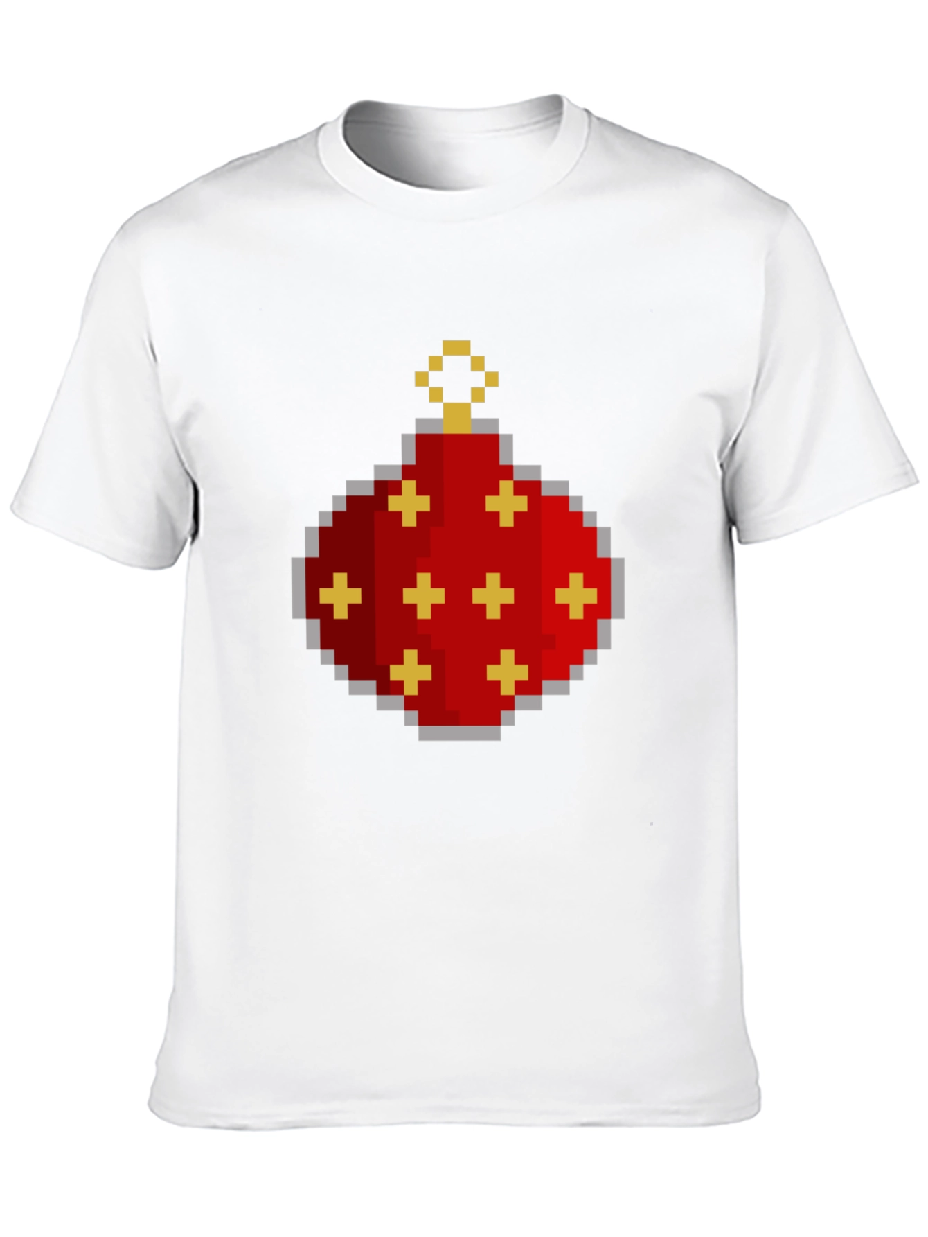 Pixelated Christmas Ornament Graphic Tee - Black