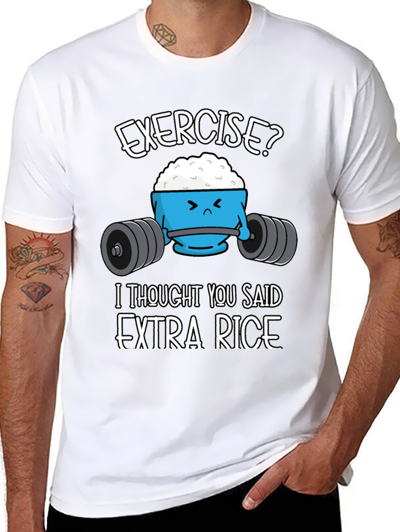 Funny Exercise? Extra Rice Graphic T-Shirt