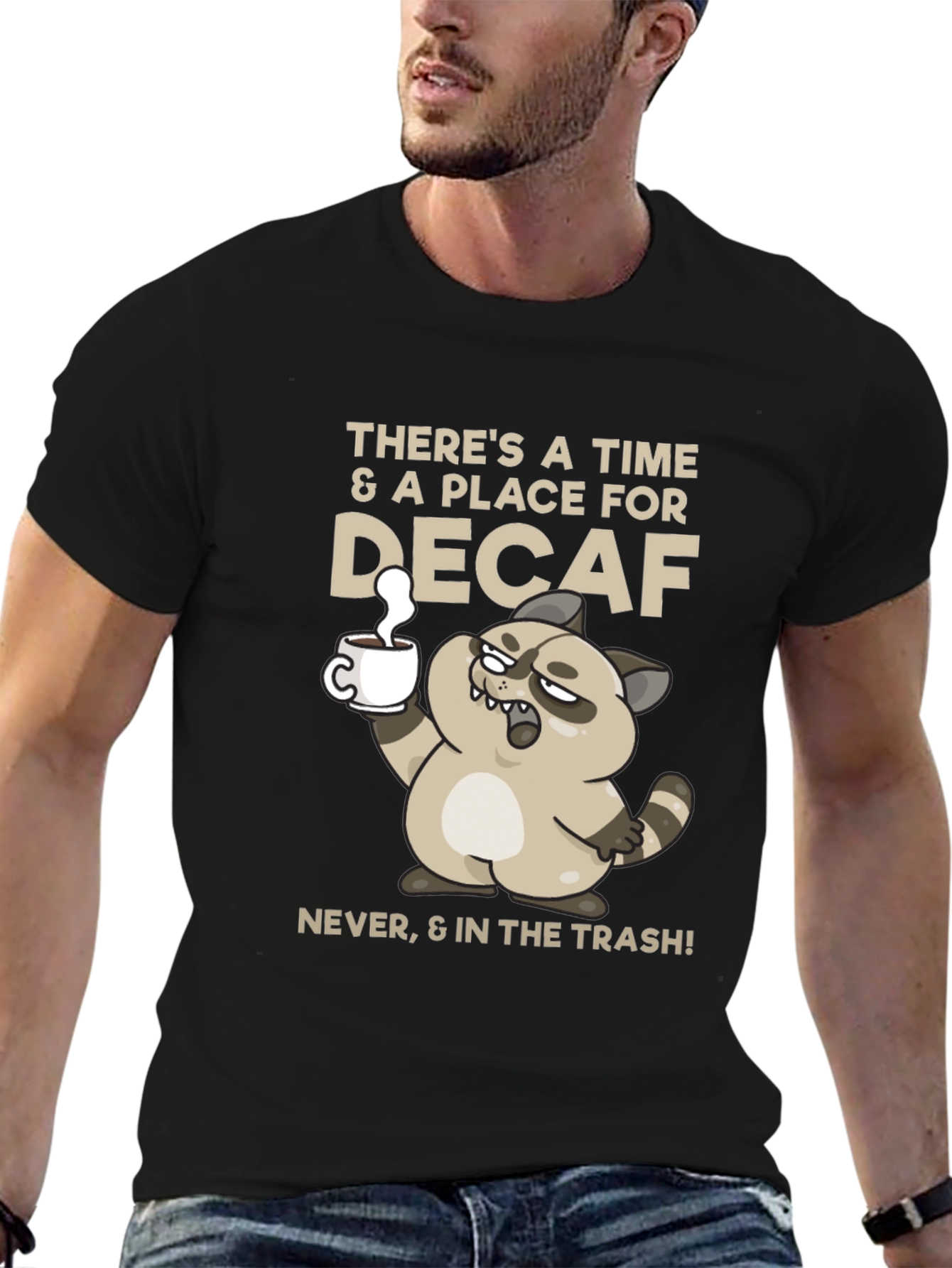 Funny Decaf Coffee Racoon T-Shirt