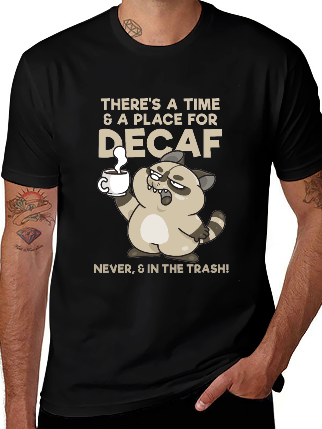 Funny Decaf Coffee Racoon T-Shirt