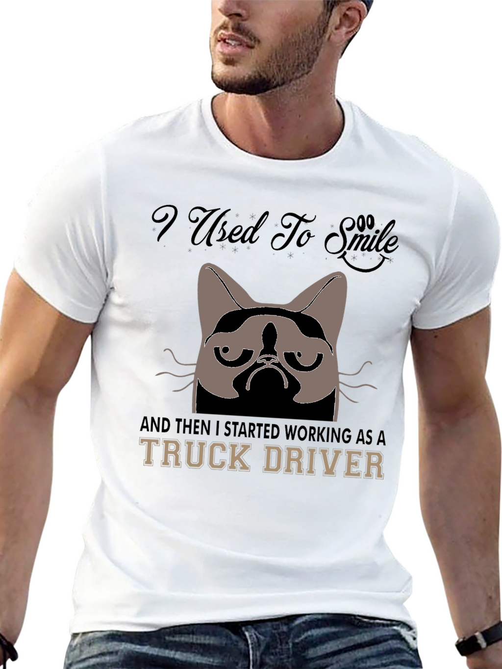 Grumpy Cat Truck Driver Graphic T-Shirt