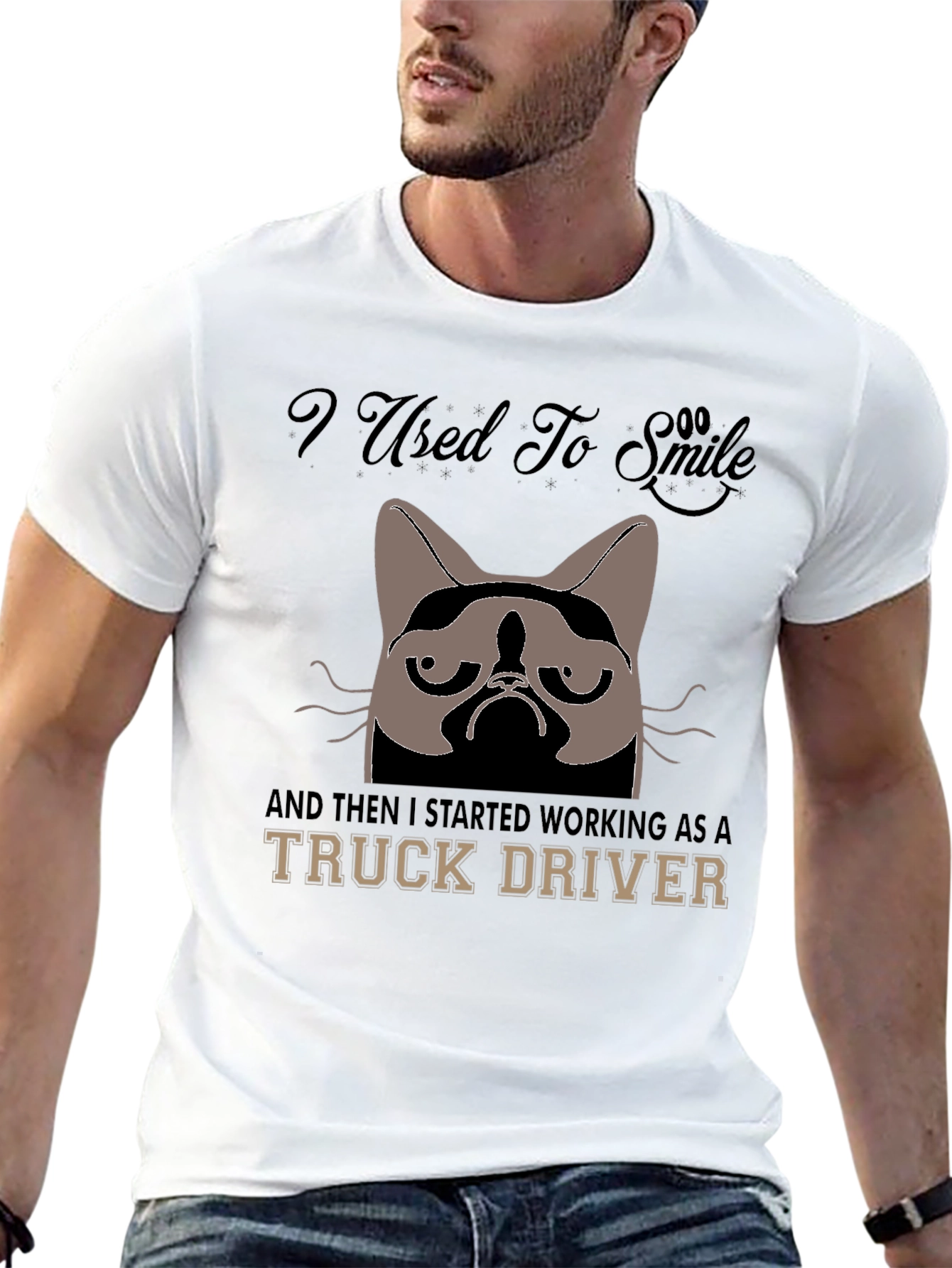 Grumpy Cat Truck Driver Graphic T-Shirt