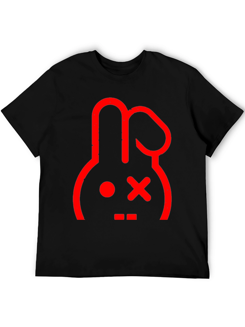 Red Rabbit Graphic Print Black T-Shirt