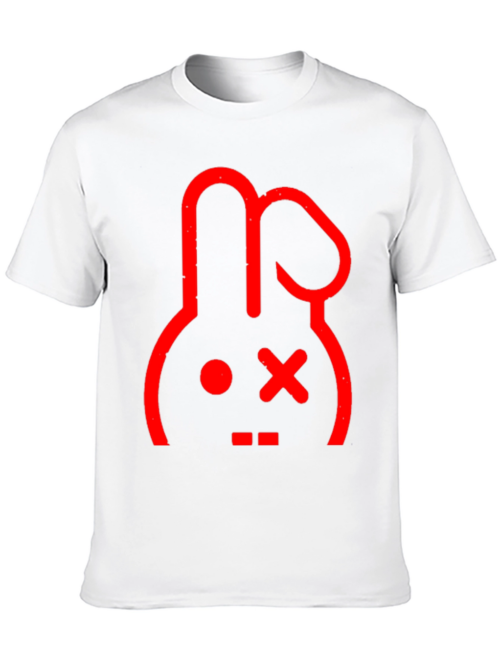 Red Rabbit Graphic Print Black T-Shirt