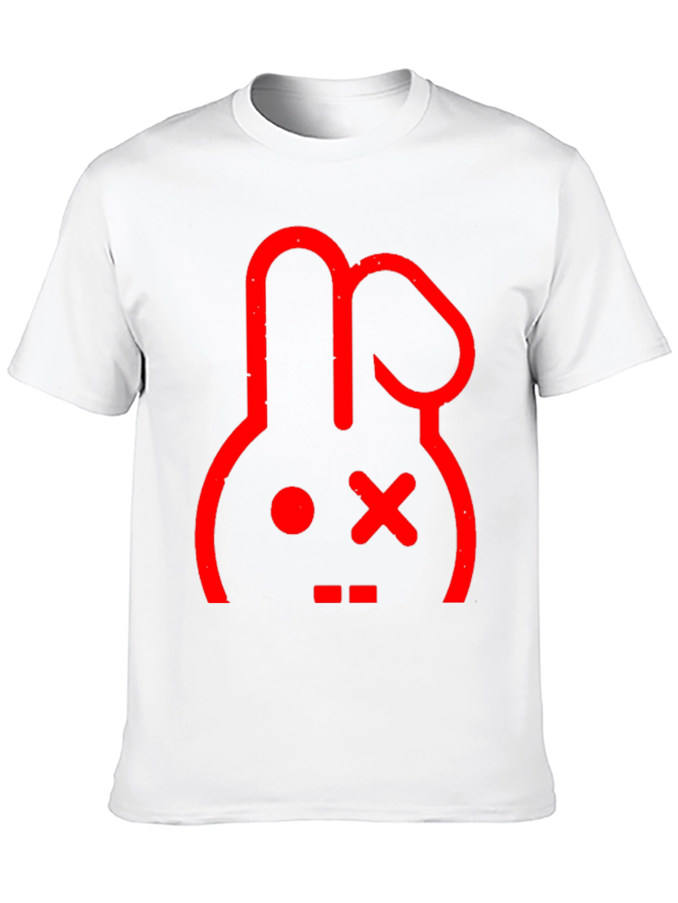 Red Rabbit Graphic Print Black T-Shirt