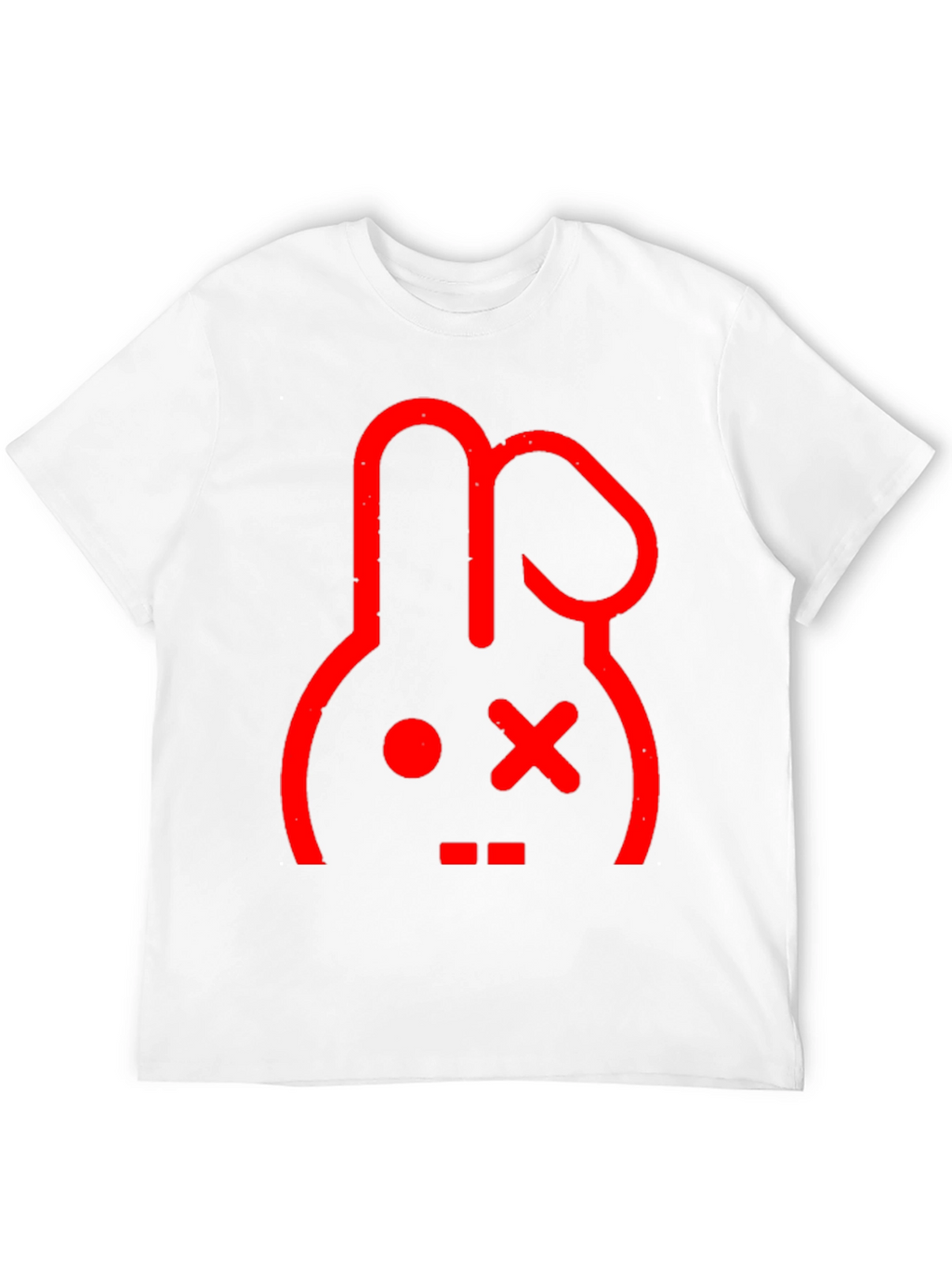 Red Rabbit Graphic Print Black T-Shirt