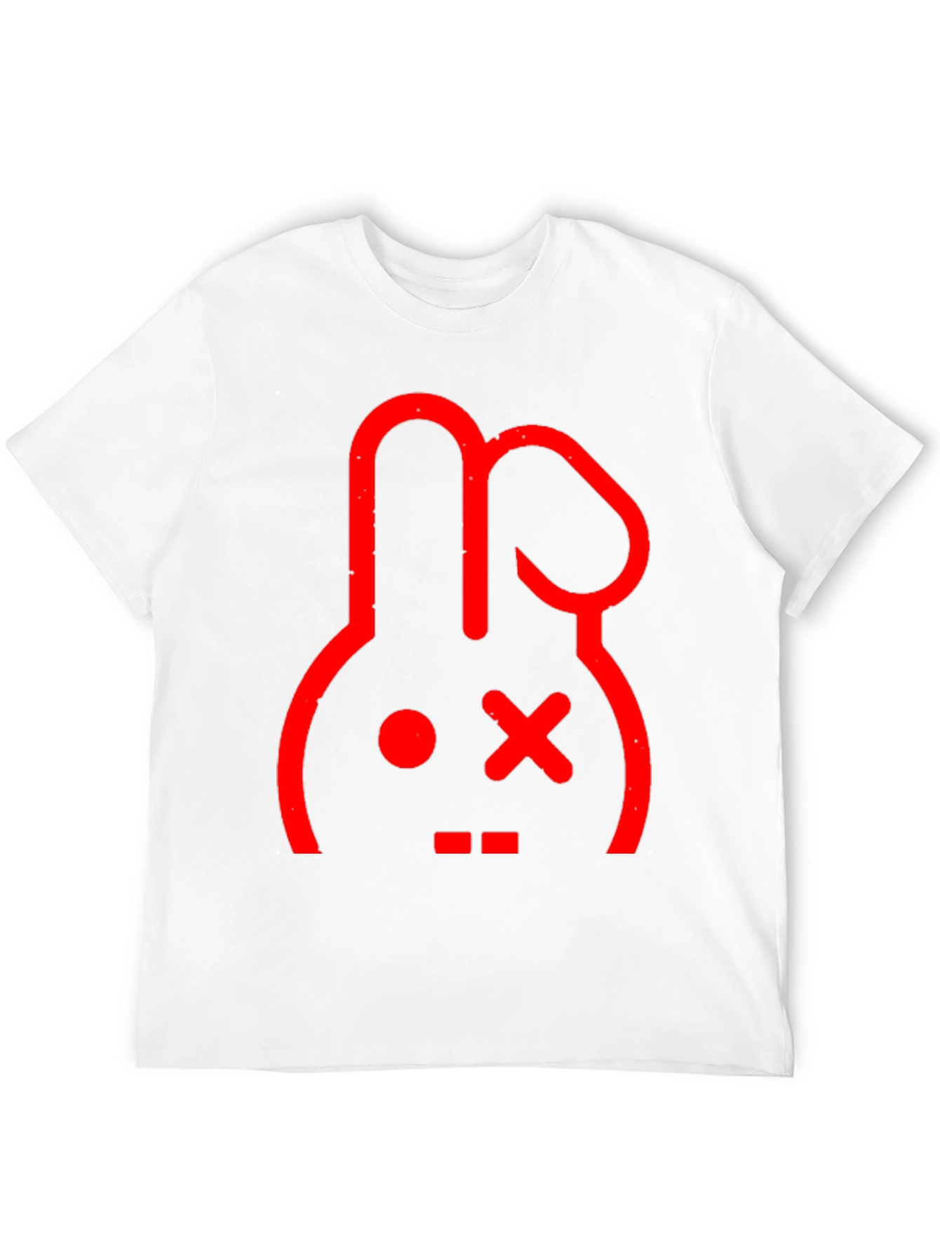 Red Rabbit Graphic Print Black T-Shirt