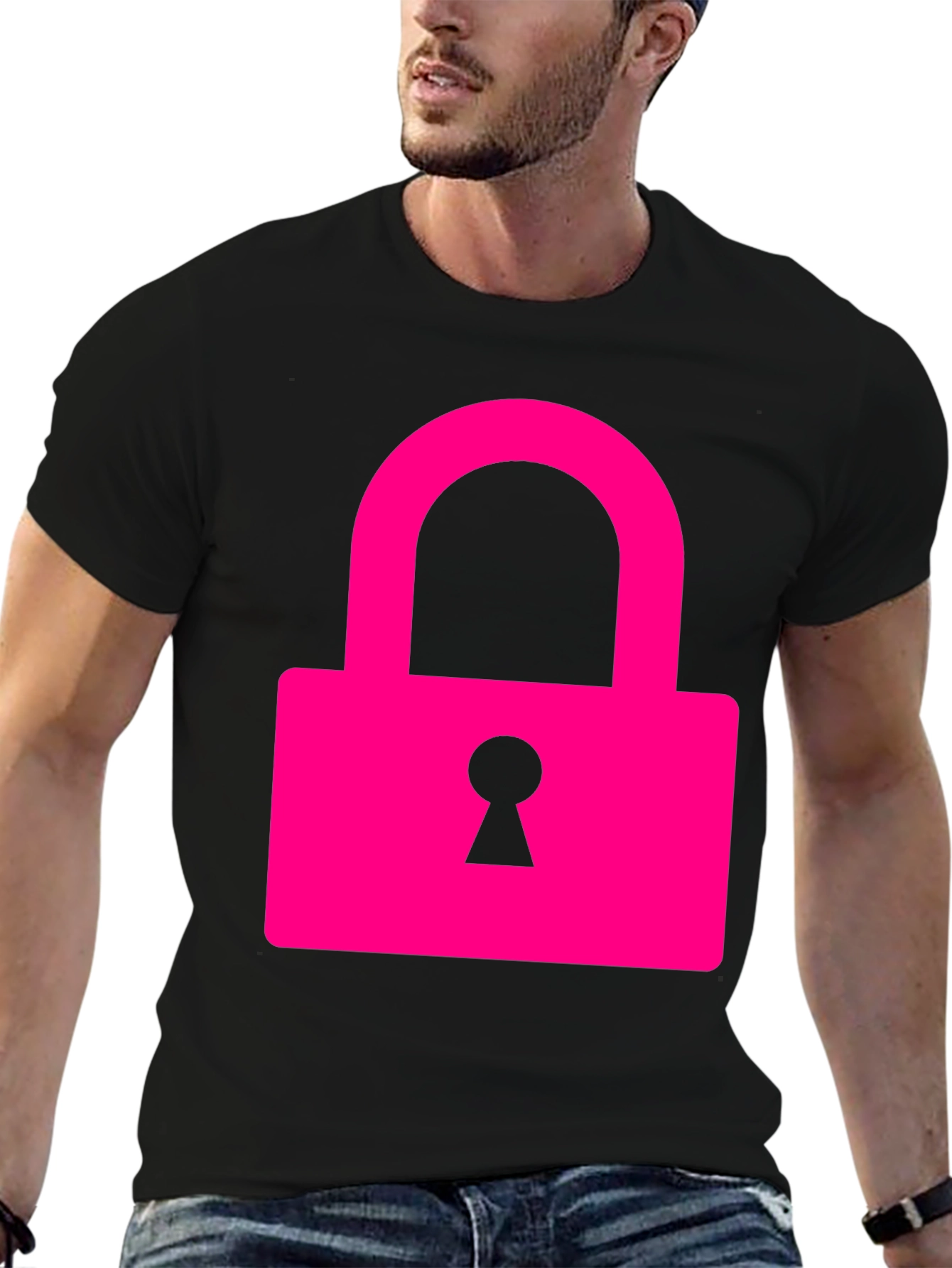 Cool Pink Lock Graphic T-Shirt