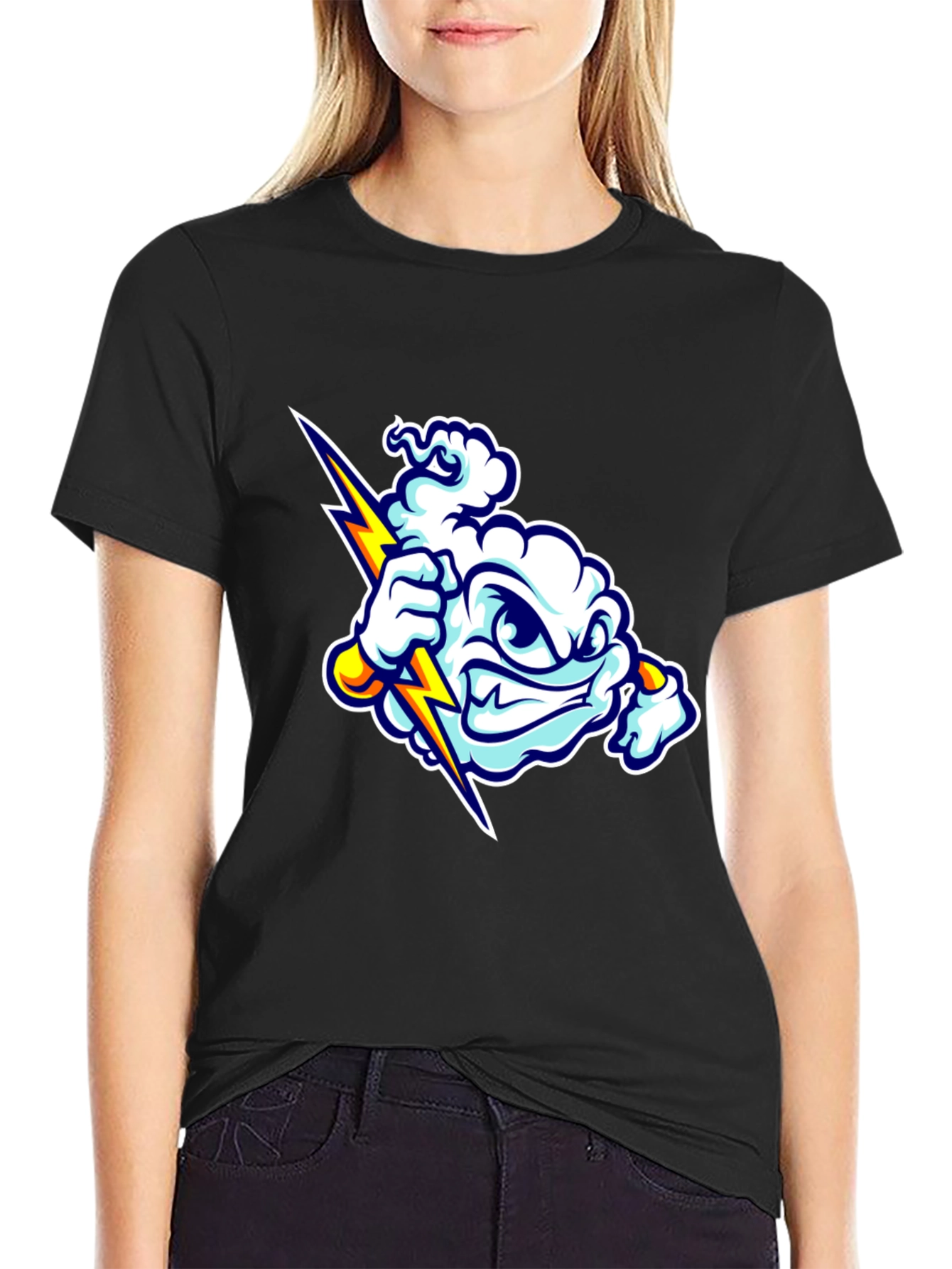 Storm Cloud Graphic T-Shirt - Black Cotton Tee