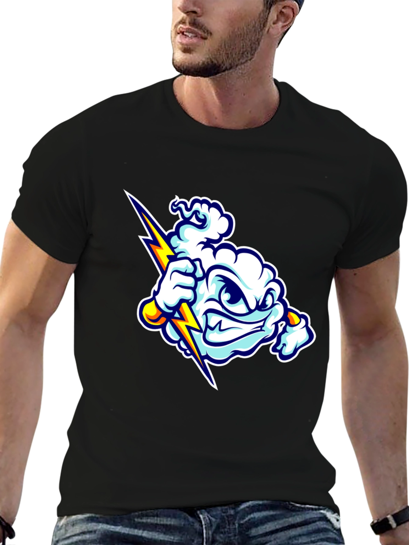 Storm Cloud Graphic T-Shirt - Black Cotton Tee