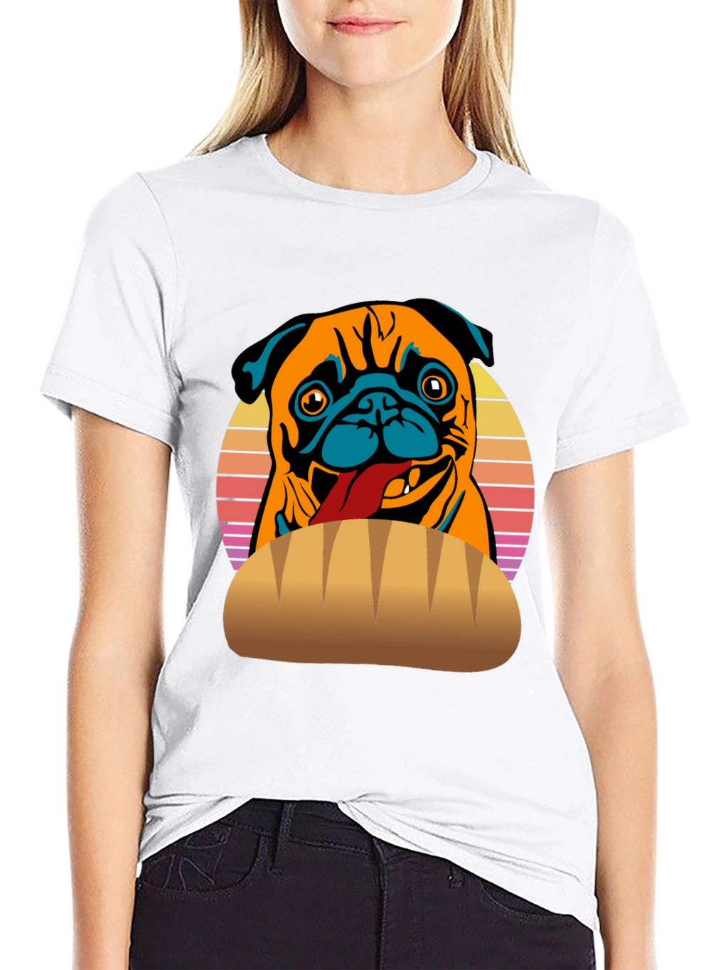 Pug in a Bun T-Shirt - Funny Dog Tee