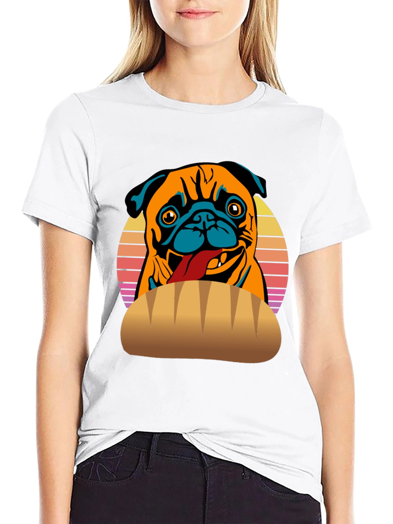 Pug in a Bun T-Shirt - Funny Dog Tee