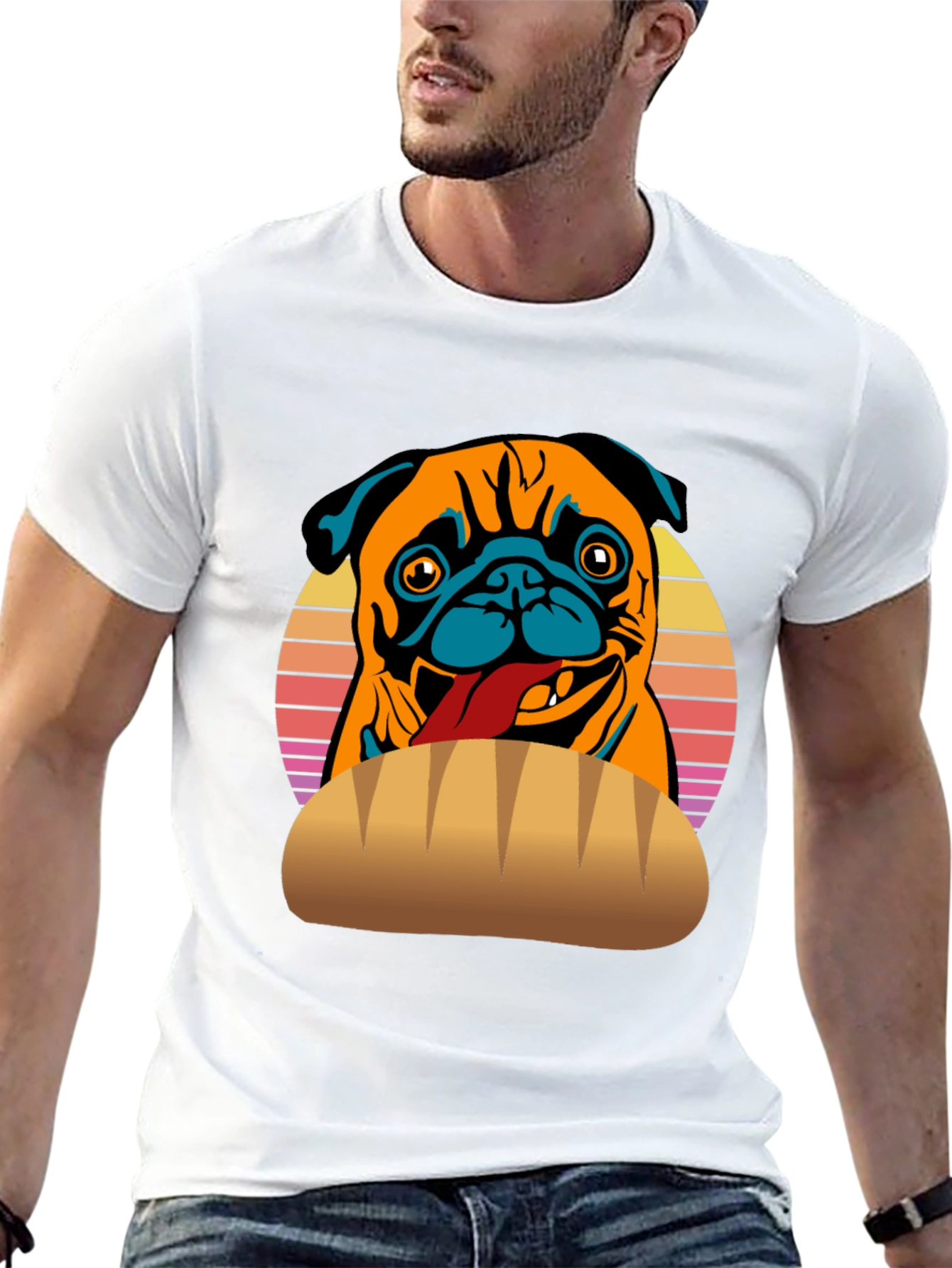 Pug in a Bun T-Shirt - Funny Dog Tee