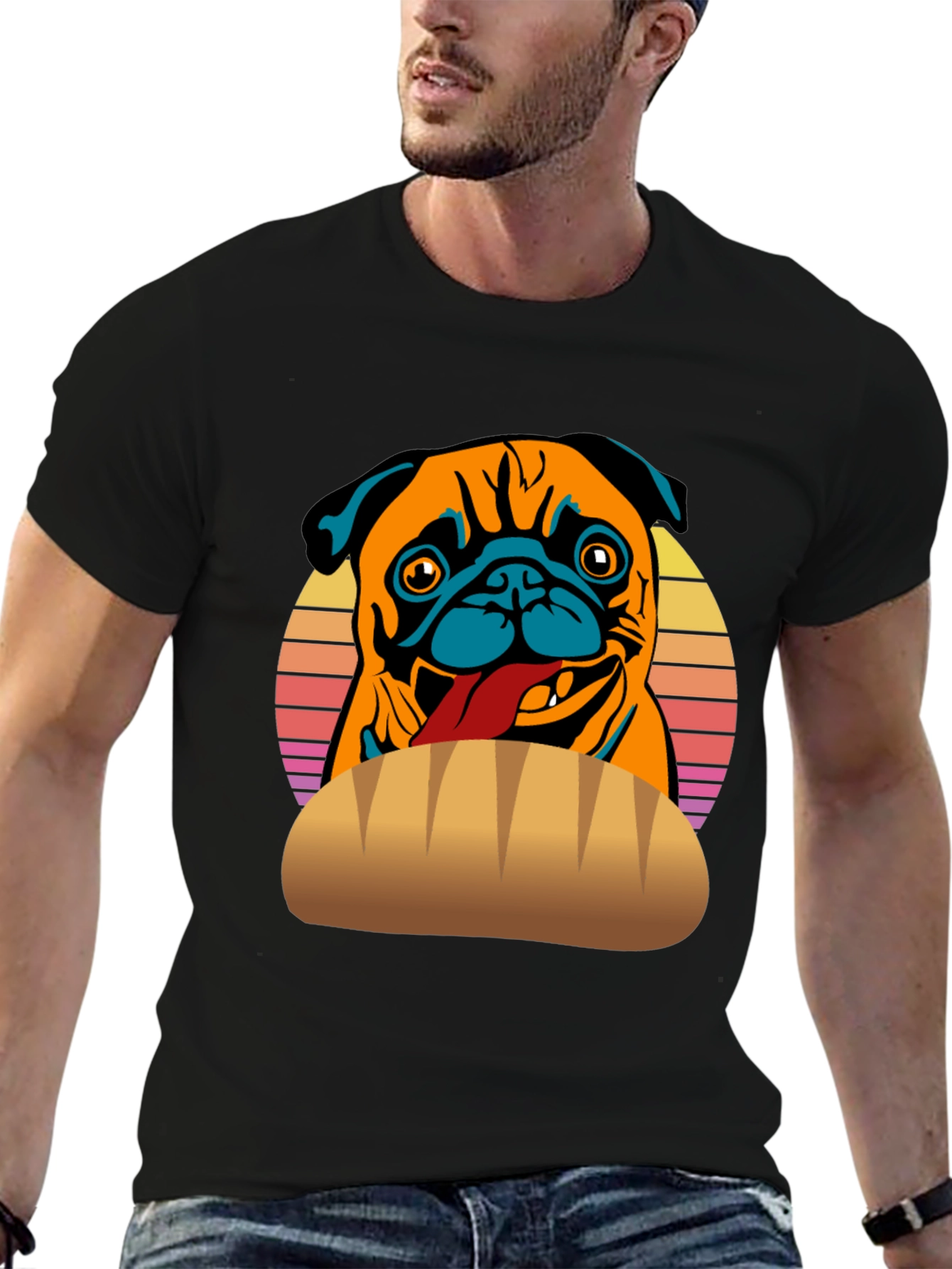 Pug in a Bun T-Shirt - Funny Dog Tee