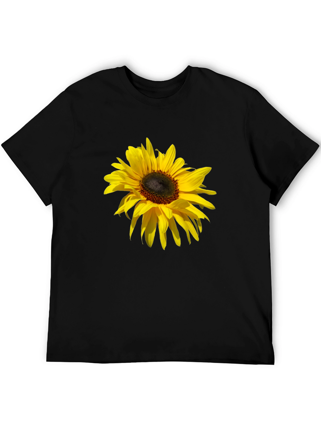 Sunflower Print Black T-Shirt