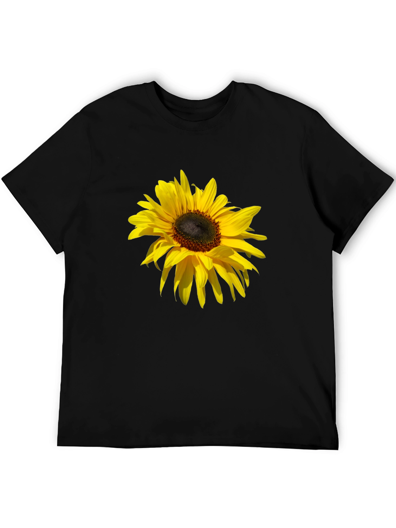 Sunflower Print Black T-Shirt